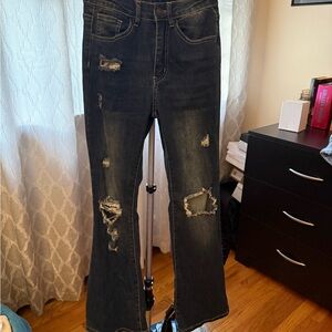 Distressed Black Denim Jeans